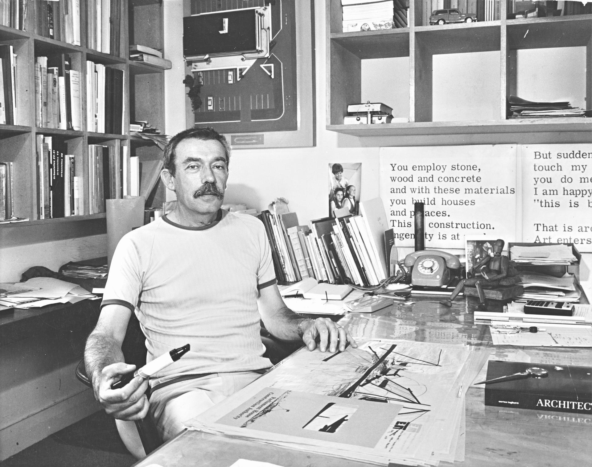 RICHARDS Ted Enrico Taglietti in studio 1985 C Taglietti Family Archive Virginia Rigney_edited